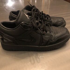 Nike Air Jordan 1 retro low metallic silver black (black croc) - Black Crocodile